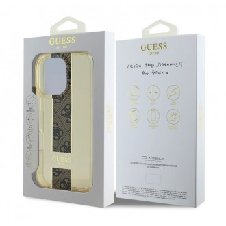 Guess IML Middle 4G Stripe Zadní Kryt pro iPhone 16 Pro Brown