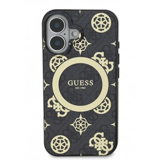 Guess IML 4G Peony MagSafe Zadní Kryt pro iPhone 16 Black