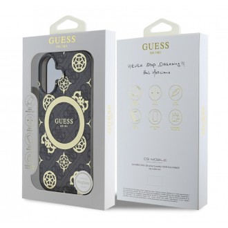 Guess IML 4G Peony MagSafe Zadní Kryt pro iPhone 16 Black