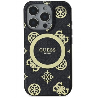 Guess IML 4G Peony MagSafe Zadní Kryt pro iPhone 16 Pro Black