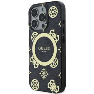 Guess IML 4G Peony MagSafe Zadní Kryt pro iPhone 16 Pro Black