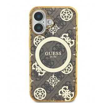 Guess IML 4G Peony MagSafe Zadní Kryt pro iPhone 16 Brown