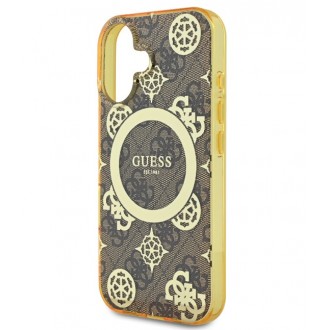 Guess IML 4G Peony MagSafe Zadní Kryt pro iPhone 16 Brown