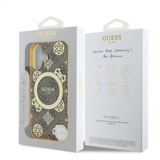 Guess IML 4G Peony MagSafe Zadní Kryt pro iPhone 16 Brown
