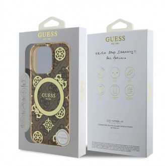 Guess IML 4G Peony MagSafe Zadní Kryt pro iPhone 16 Pro Brown