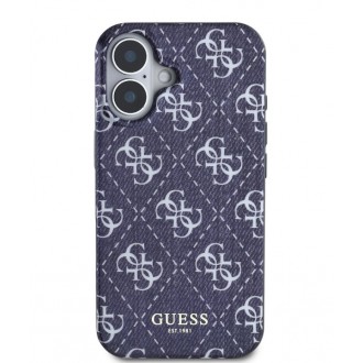Guess IML Denim Effect MagSafe Zadní Kryt pro iPhone 16 Dark Blue