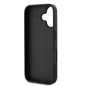 Guess PU 4G Strass Triangle Metal Logo Zadní Kryt pro iPhone 16 Black
