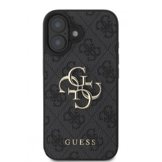 Guess PU 4G Metal Logo Zadní Kryt pro iPhone 16 Grey