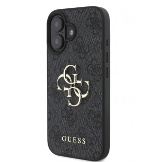 Guess PU 4G Metal Logo Zadní Kryt pro iPhone 16 Grey