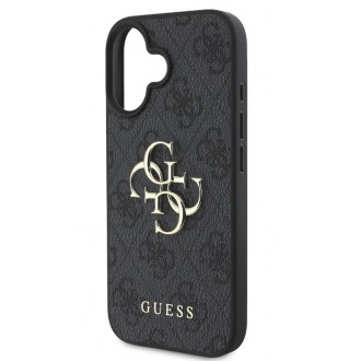 Guess PU 4G Metal Logo Zadní Kryt pro iPhone 16 Grey