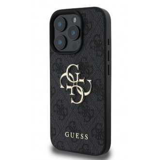 Guess PU 4G Metal Logo Zadní Kryt pro iPhone 16 Pro Grey