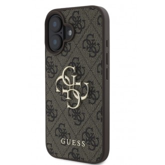 Guess PU 4G Metal Logo Zadní Kryt pro iPhone 16 Brown