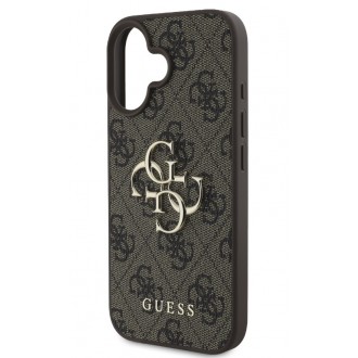 Guess PU 4G Metal Logo Zadní Kryt pro iPhone 16 Brown