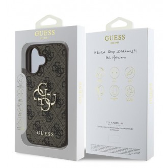 Guess PU 4G Metal Logo Zadní Kryt pro iPhone 16 Brown