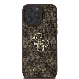 Guess PU 4G Metal Logo Zadní Kryt pro iPhone 16 Pro Brown
