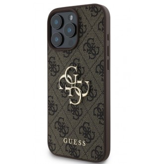 Guess PU 4G Metal Logo Zadní Kryt pro iPhone 16 Pro Brown