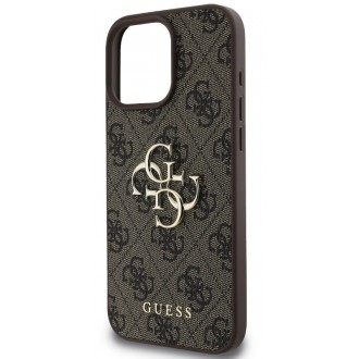 Guess PU 4G Metal Logo Zadní Kryt pro iPhone 16 Pro Brown