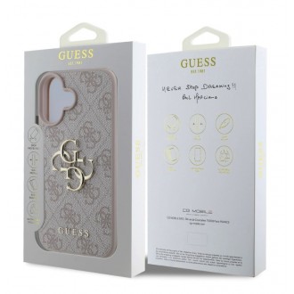 Guess PU 4G Metal Logo Zadní Kryt pro iPhone 16 Pink