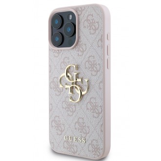 Guess PU 4G Metal Logo Zadní Kryt pro iPhone 16 Pro Pink