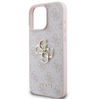 Guess PU 4G Metal Logo Zadní Kryt pro iPhone 16 Pro Pink