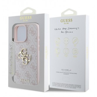 Guess PU 4G Metal Logo Zadní Kryt pro iPhone 16 Pro Pink