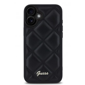 Guess PU Leather Quilted Zadní Kryt pro iPhone 16 Black