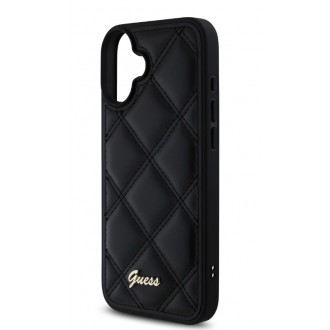 Guess PU Leather Quilted Zadní Kryt pro iPhone 16 Black