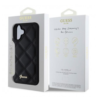 Guess PU Leather Quilted Zadní Kryt pro iPhone 16 Black