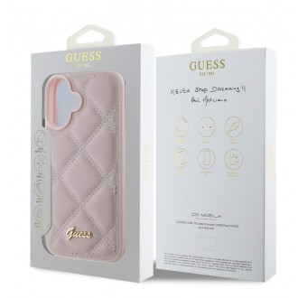 Guess PU Leather Quilted Zadní Kryt pro iPhone 16 Pink