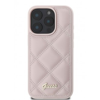 Guess PU Leather Quilted Zadní Kryt pro iPhone 16 Pro Pink