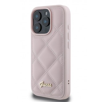 Guess PU Leather Quilted Zadní Kryt pro iPhone 16 Pro Pink