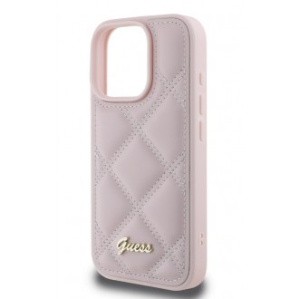 Guess PU Leather Quilted Zadní Kryt pro iPhone 16 Pro Pink