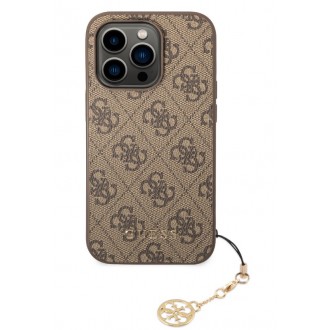 Guess 4G Charm Zadní Kryt pro iPhone 14 Pro Tone on Tone Brown