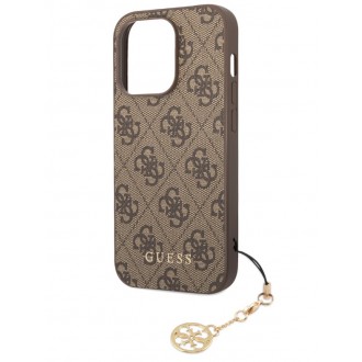 Guess 4G Charm Zadní Kryt pro iPhone 14 Pro Tone on Tone Brown