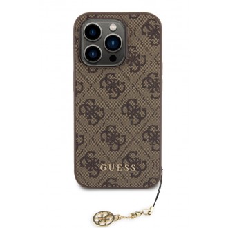 Guess 4G Charm Zadní Kryt pro iPhone 15 Pro Tone on Tone Brown