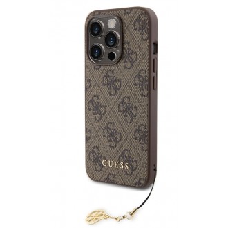 Guess 4G Charm Zadní Kryt pro iPhone 15 Pro Tone on Tone Brown