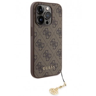 Guess 4G Charm Zadní Kryt pro iPhone 15 Pro Tone on Tone Brown