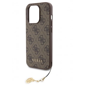 Guess 4G Charm Zadní Kryt pro iPhone 15 Pro Tone on Tone Brown
