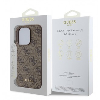 Guess 4G Charm Zadní Kryt pro iPhone 15 Pro Tone on Tone Brown