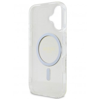 Guess IML Glitter Ring MagSafe Zadní Kryt pro iPhone 16 Transparent