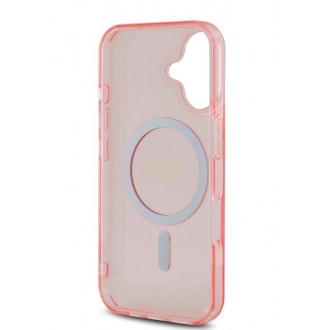 Guess IML Glitter Ring MagSafe Zadní Kryt pro iPhone 16 Pink