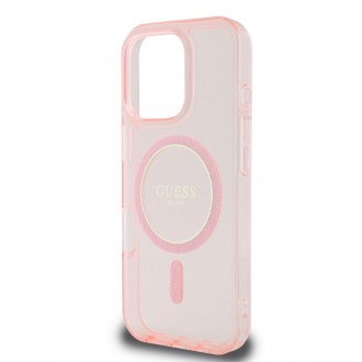 Guess IML Glitter Ring MagSafe Zadní Kryt pro iPhone 16 Pro Pink