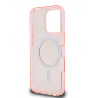 Guess IML Glitter Ring MagSafe Zadní Kryt pro iPhone 16 Pro Pink