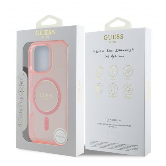 Guess IML Glitter Ring MagSafe Zadní Kryt pro iPhone 16 Pro Pink