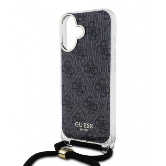 Guess IML 4G Printed Crossbody Popruh Zadní Kryt pro iPhone 16 Black