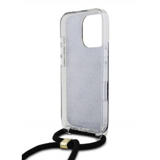 Guess IML 4G Printed Crossbody Popruh Zadní Kryt pro iPhone 16 Pro Black