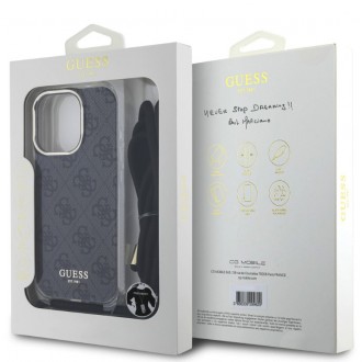 Guess IML 4G Printed Crossbody Popruh Zadní Kryt pro iPhone 16 Pro Black