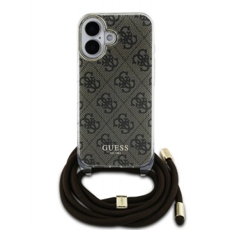 Guess IML 4G Printed Crossbody Popruh Zadní Kryt pro iPhone 16 Brown