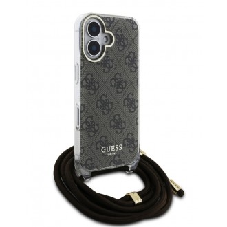 Guess IML 4G Printed Crossbody Popruh Zadní Kryt pro iPhone 16 Brown