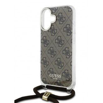 Guess IML 4G Printed Crossbody Popruh Zadní Kryt pro iPhone 16 Brown